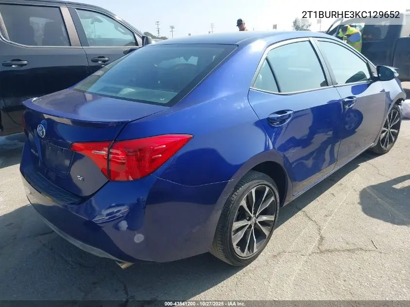 2T1BURHE3KC129652 2019 Toyota Corolla Se