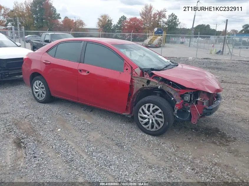 2T1BURHE1KC232911 2019 Toyota Corolla Le