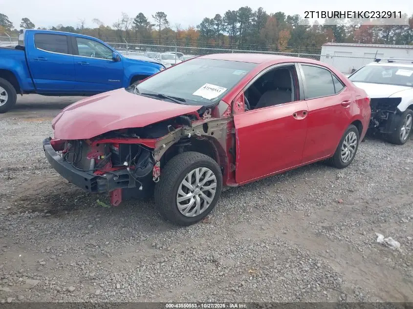 2T1BURHE1KC232911 2019 Toyota Corolla Le