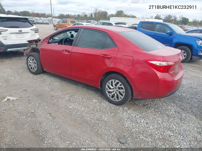 2T1BURHE1KC232911 2019 Toyota Corolla Le