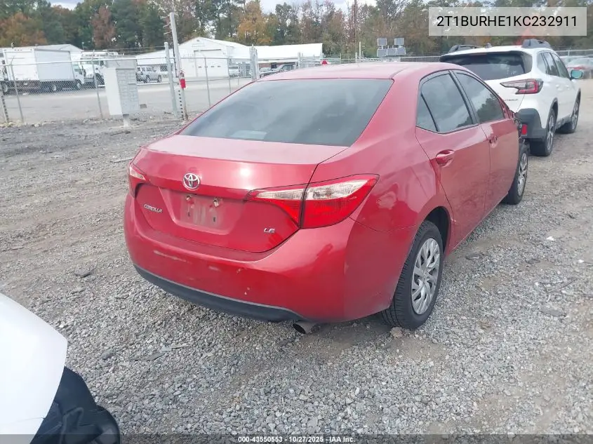2T1BURHE1KC232911 2019 Toyota Corolla Le