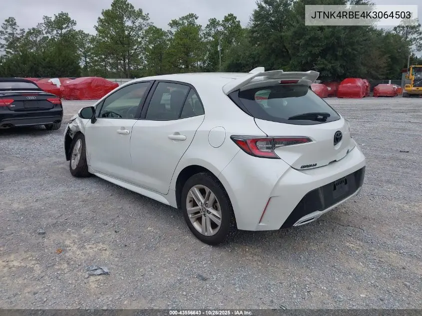 JTNK4RBE4K3064503 2019 Toyota Corolla Se