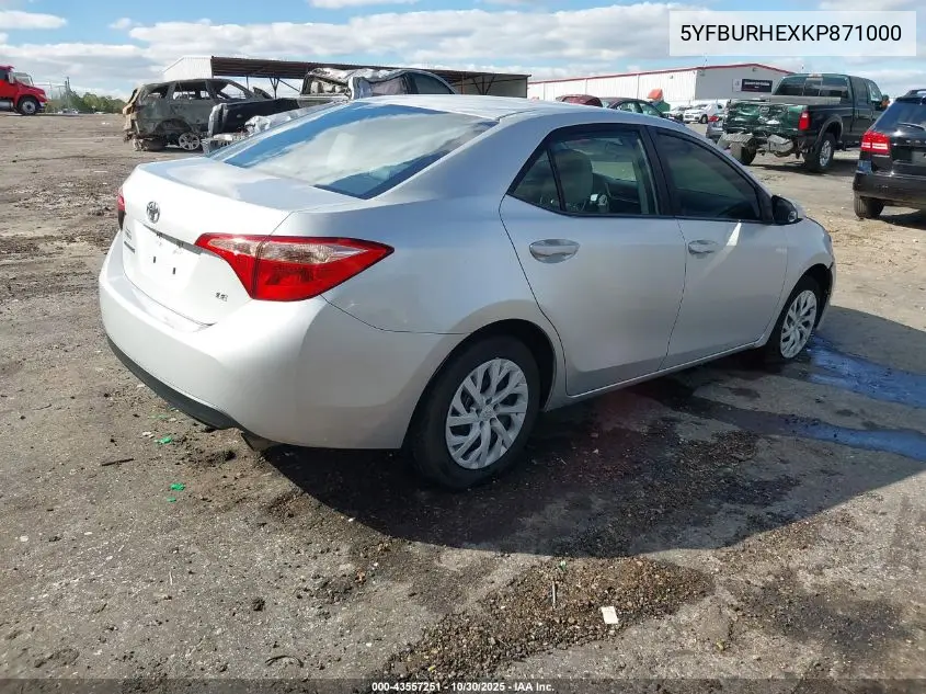 5YFBURHEXKP871000 2019 Toyota Corolla Le
