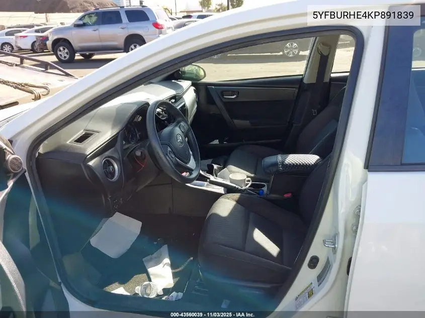 5YFBURHE4KP891839 2019 Toyota Corolla Le
