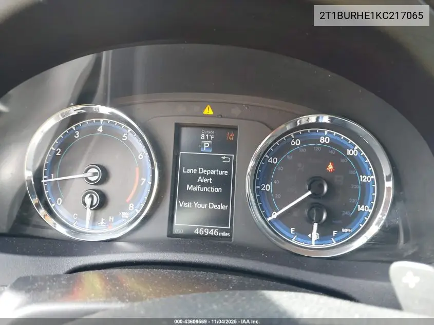 2T1BURHE1KC217065 2019 Toyota Corolla Se