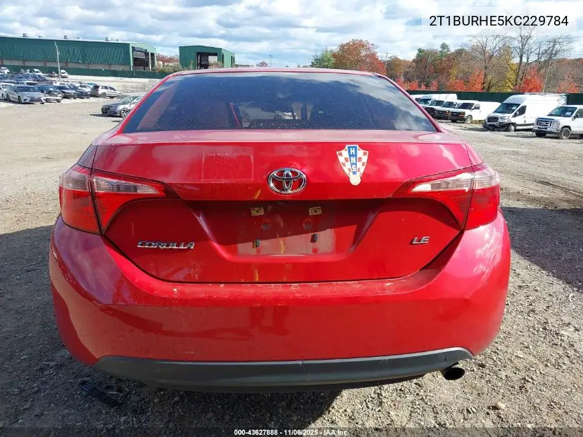 2T1BURHE5KC229784 2019 Toyota Corolla Le