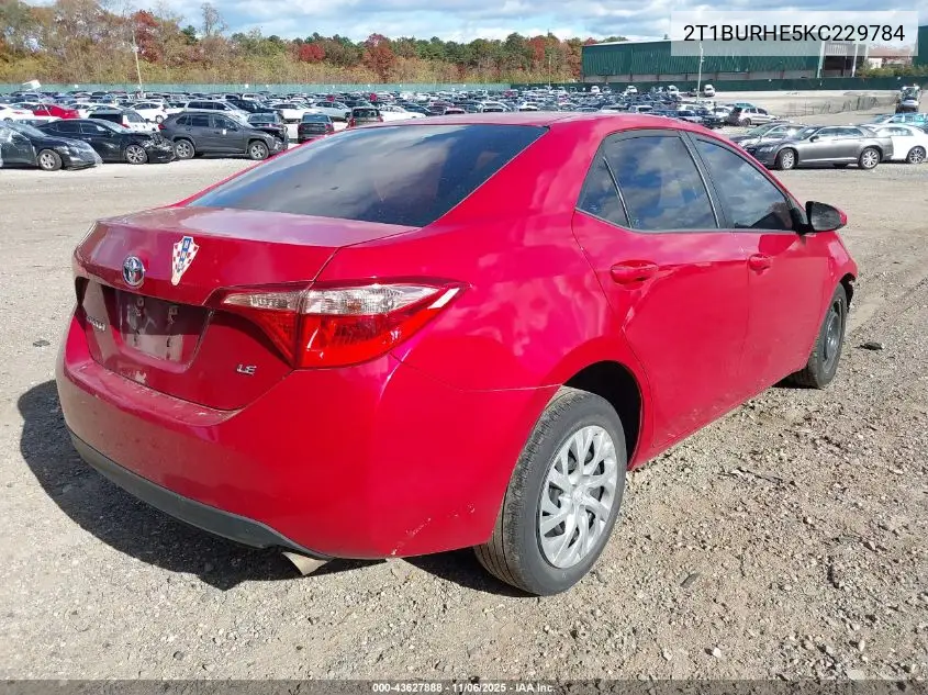 2T1BURHE5KC229784 2019 Toyota Corolla Le