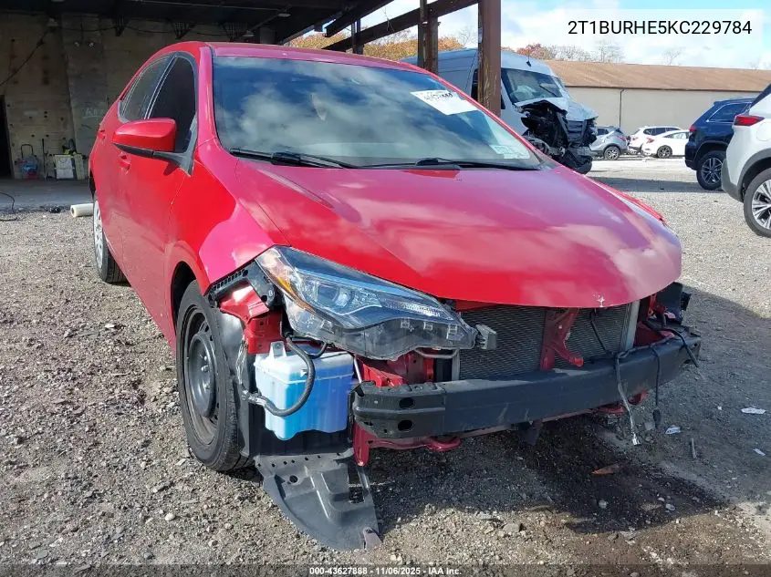 2T1BURHE5KC229784 2019 Toyota Corolla Le