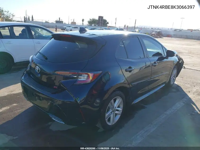 JTNK4RBE8K3066397 2019 Toyota Corolla Se