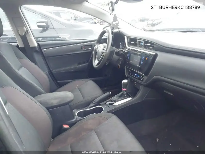 2T1BURHE9KC138789 2019 Toyota Corolla Le