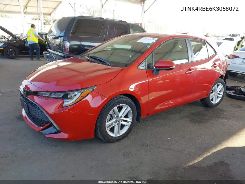 JTNK4RBE6K3058072 2019 Toyota Corolla Se