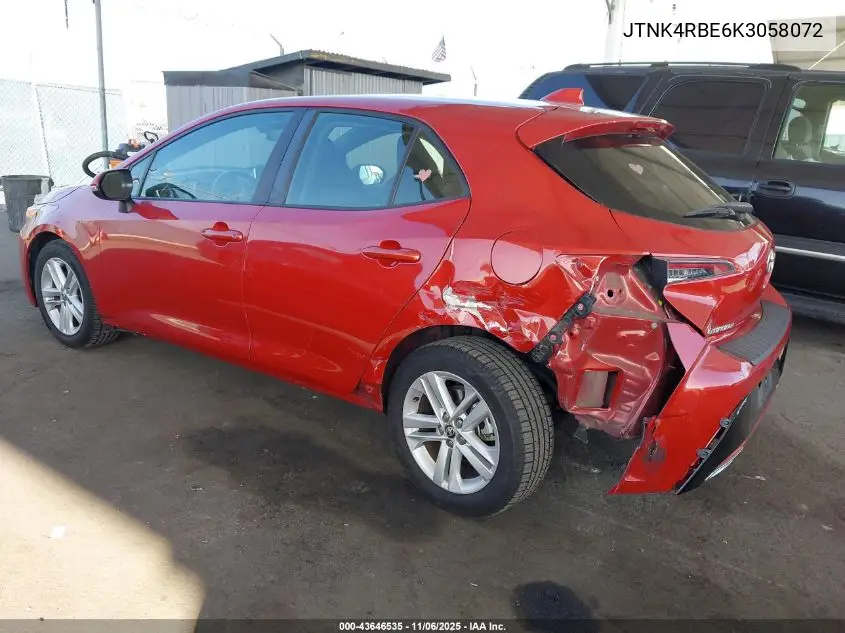 JTNK4RBE6K3058072 2019 Toyota Corolla Se