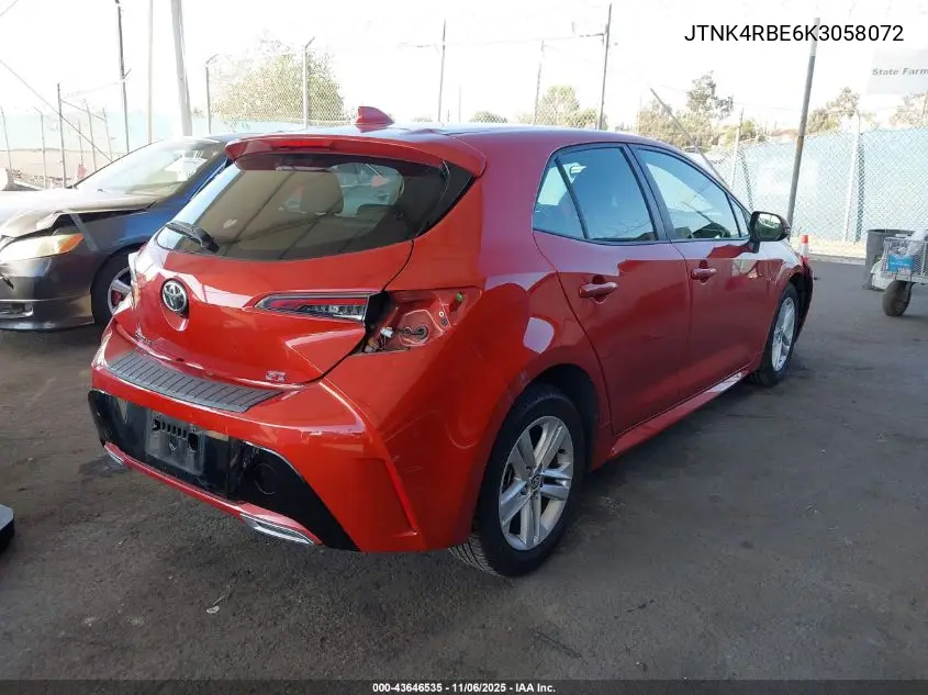 JTNK4RBE6K3058072 2019 Toyota Corolla Se