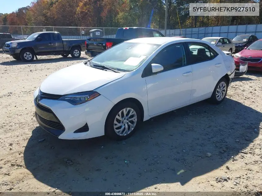 5YFBURHE7KP927510 2019 Toyota Corolla Le