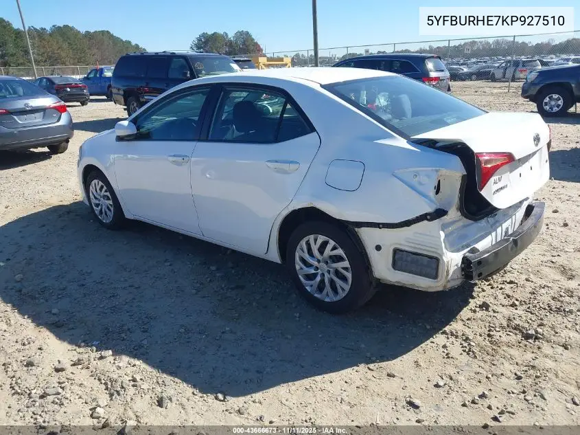 5YFBURHE7KP927510 2019 Toyota Corolla Le