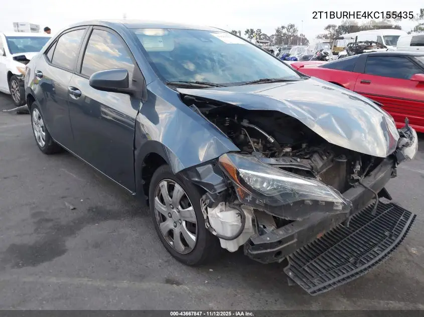2T1BURHE4KC155435 2019 Toyota Corolla Le