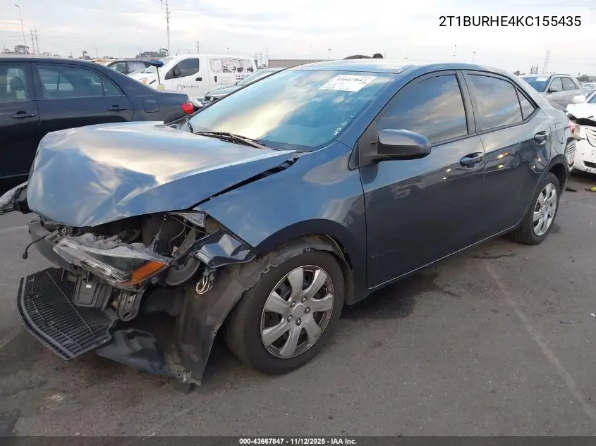 2T1BURHE4KC155435 2019 Toyota Corolla Le