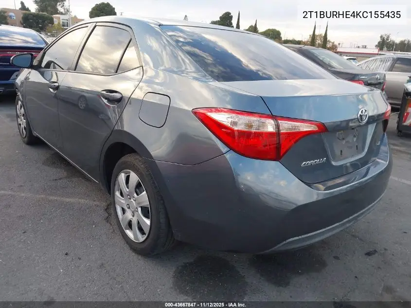 2T1BURHE4KC155435 2019 Toyota Corolla Le