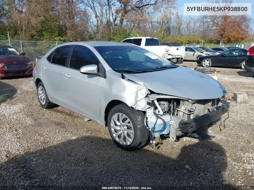5YFBURHE5KP938800 2019 Toyota Corolla Le