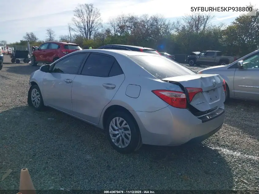 5YFBURHE5KP938800 2019 Toyota Corolla Le