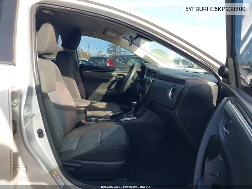 5YFBURHE5KP938800 2019 Toyota Corolla Le