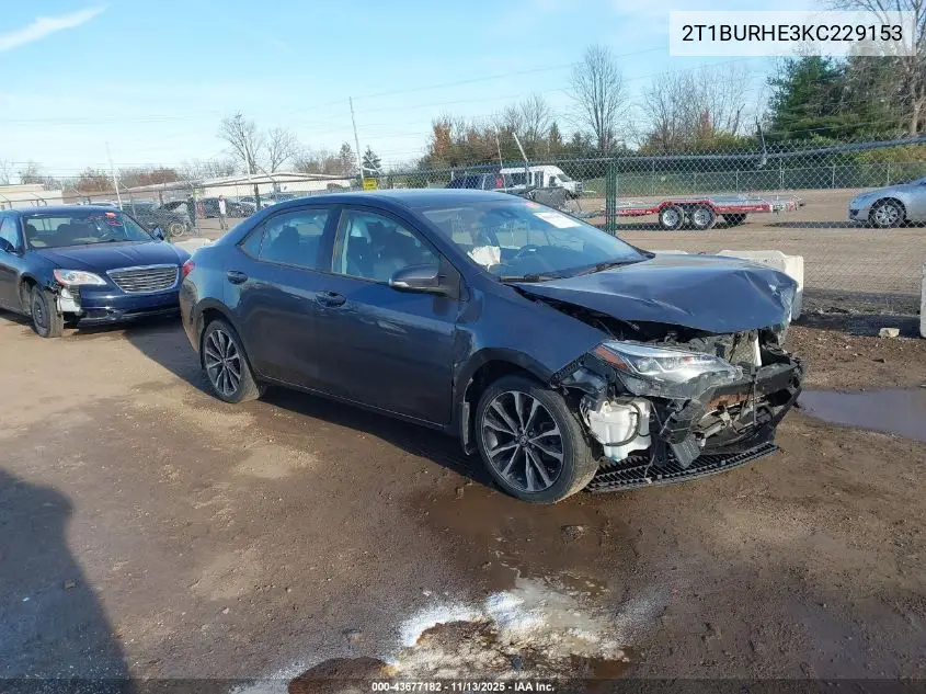 2T1BURHE3KC229153 2019 Toyota Corolla Se