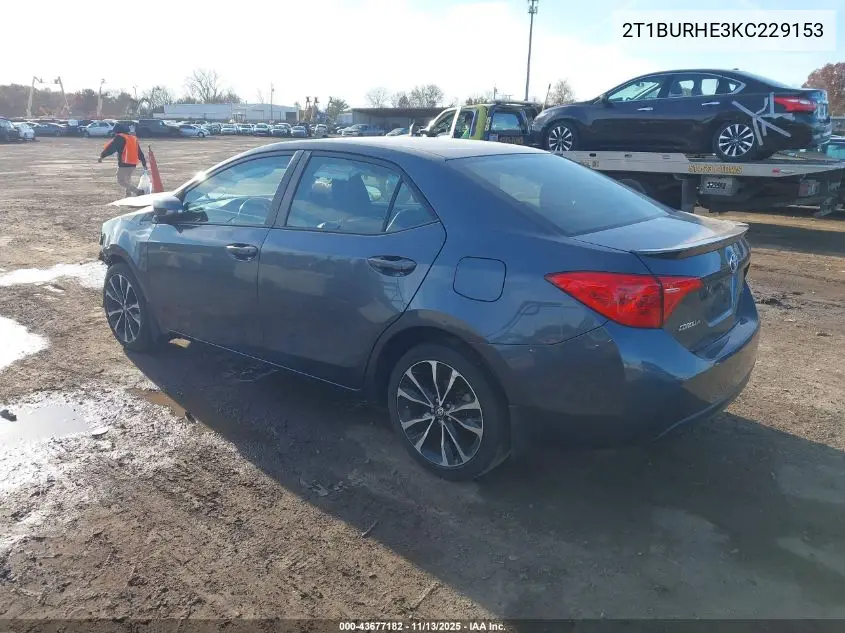 2T1BURHE3KC229153 2019 Toyota Corolla Se