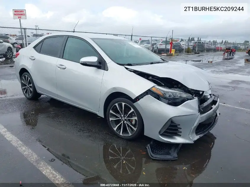 2T1BURHE5KC209244 2019 Toyota Corolla Se