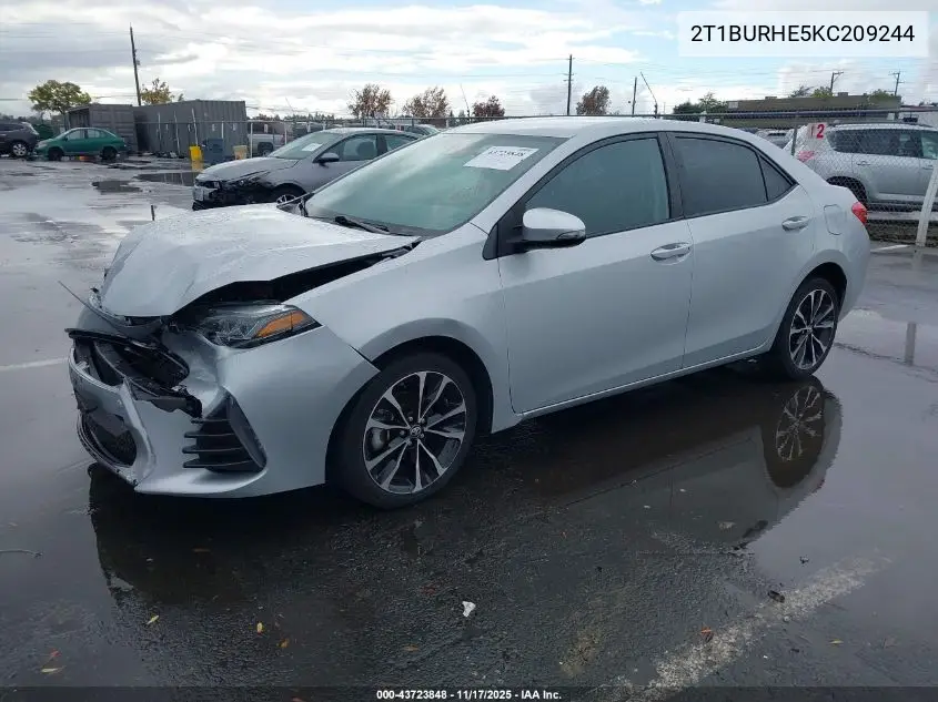 2T1BURHE5KC209244 2019 Toyota Corolla Se
