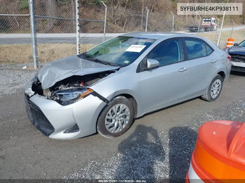 5YFBURHE4KP938111 2019 Toyota Corolla Le