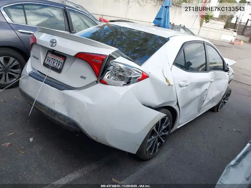 2T1BURHE7KC133543 2019 Toyota Corolla Se