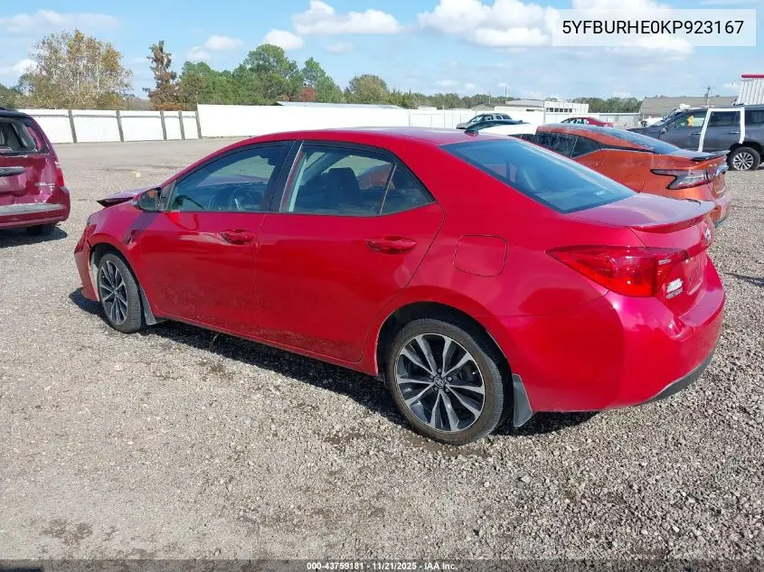 5YFBURHE0KP923167 2019 Toyota Corolla Xse