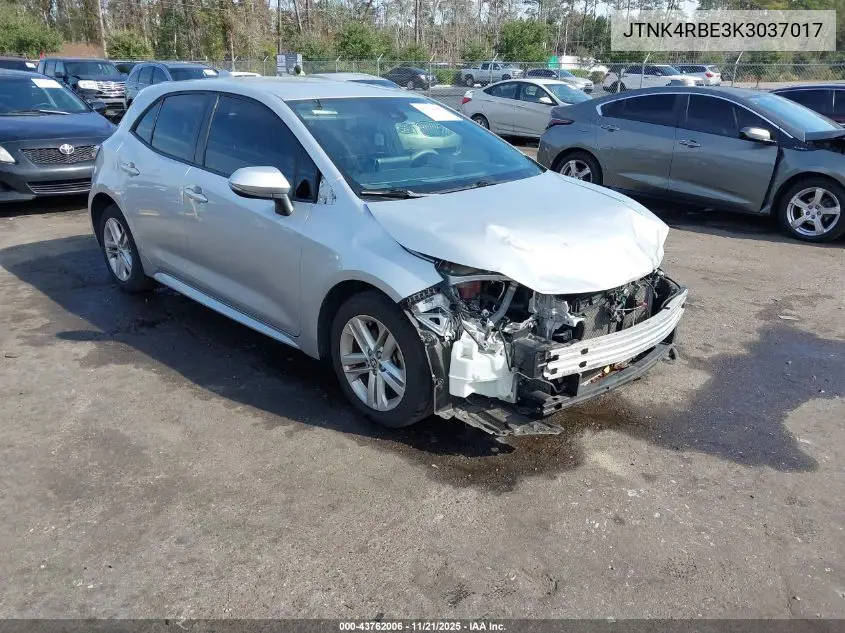 JTNK4RBE3K3037017 2019 Toyota Corolla Se