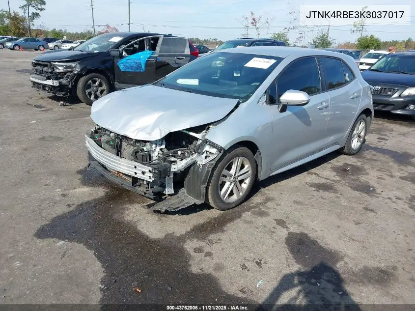 JTNK4RBE3K3037017 2019 Toyota Corolla Se