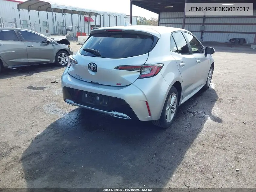 JTNK4RBE3K3037017 2019 Toyota Corolla Se