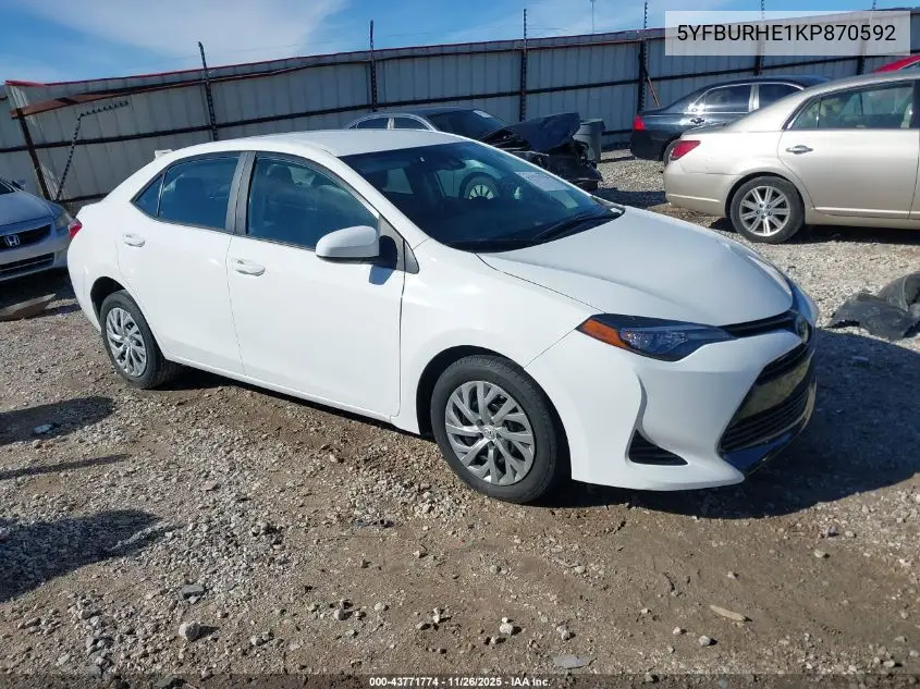 5YFBURHE1KP870592 2019 Toyota Corolla Le