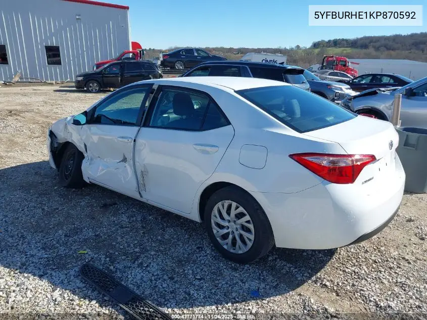 5YFBURHE1KP870592 2019 Toyota Corolla Le