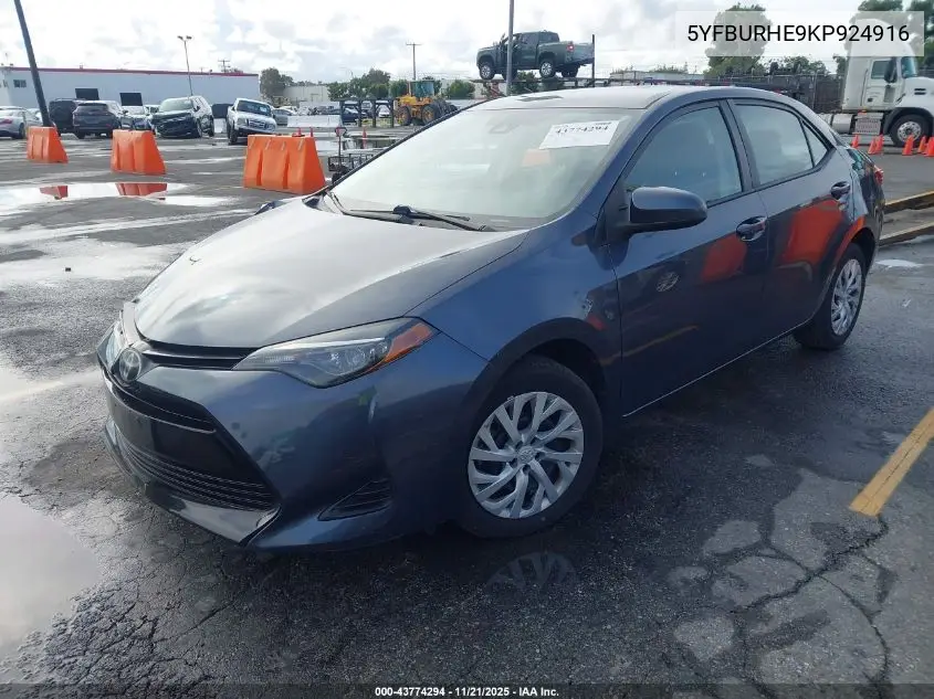 5YFBURHE9KP924916 2019 Toyota Corolla Le