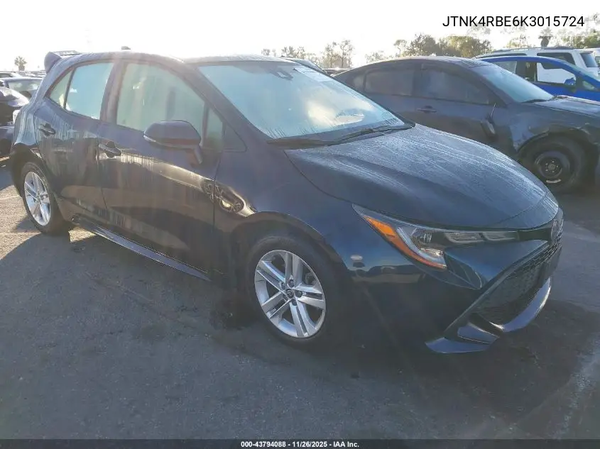 JTNK4RBE6K3015724 2019 Toyota Corolla Se