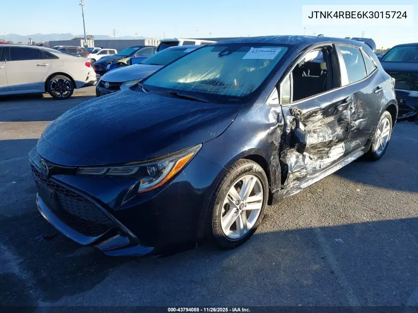 JTNK4RBE6K3015724 2019 Toyota Corolla Se