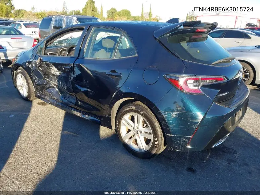 JTNK4RBE6K3015724 2019 Toyota Corolla Se