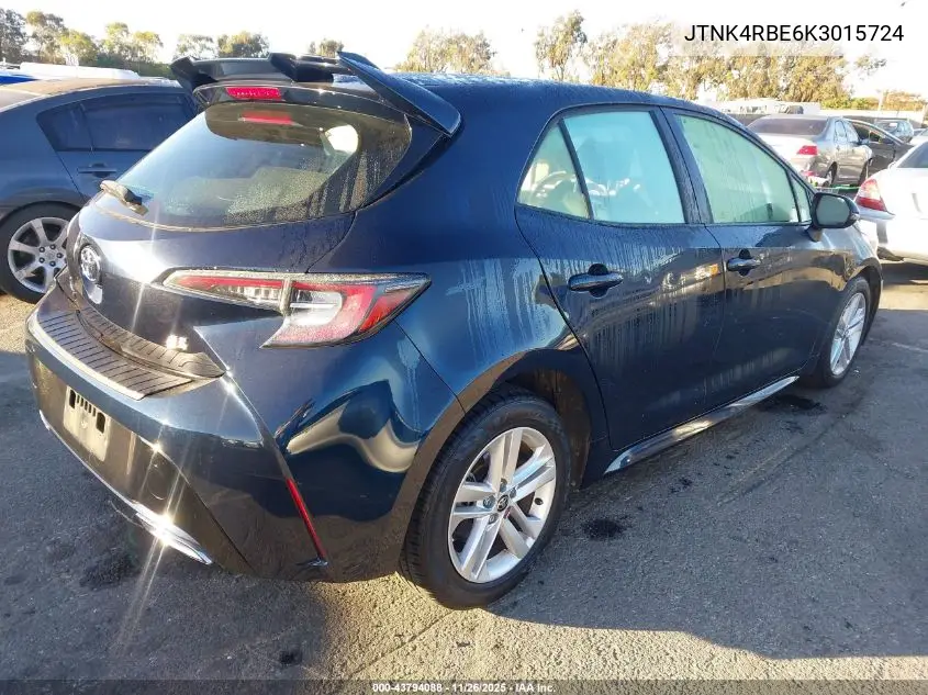 JTNK4RBE6K3015724 2019 Toyota Corolla Se