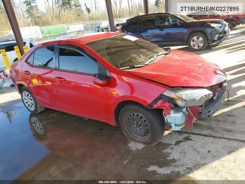 2T1BURHE4KC227895 2019 Toyota Corolla Le