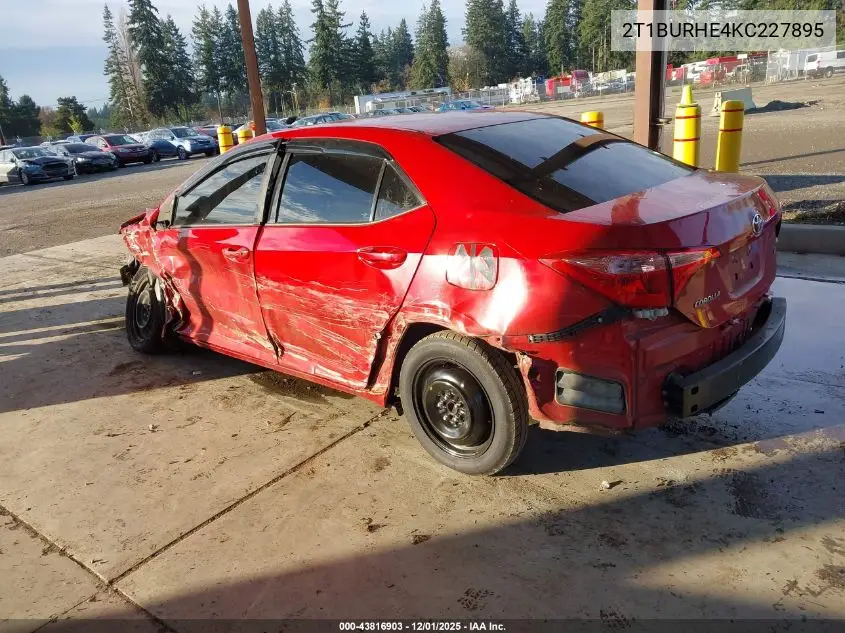 2T1BURHE4KC227895 2019 Toyota Corolla Le