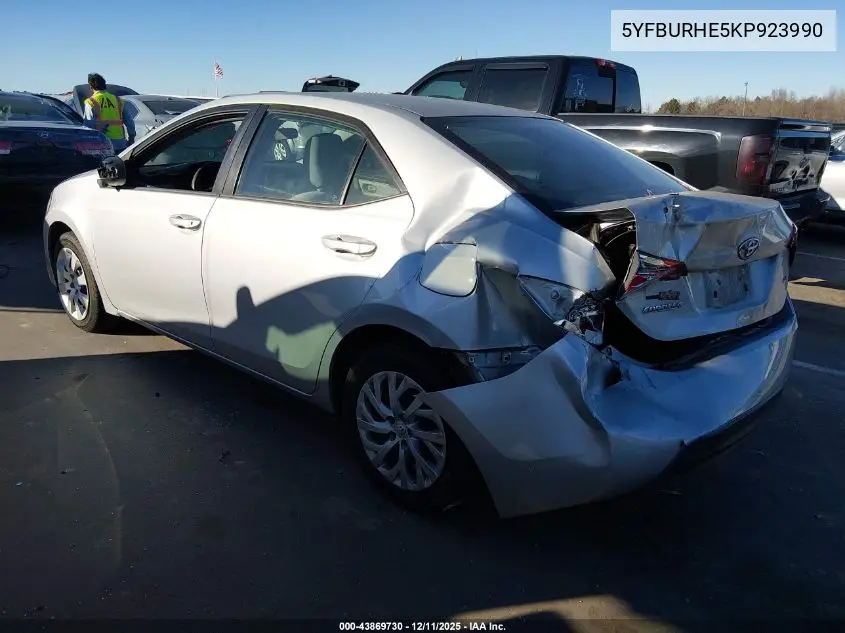 5YFBURHE5KP923990 2019 Toyota Corolla Le
