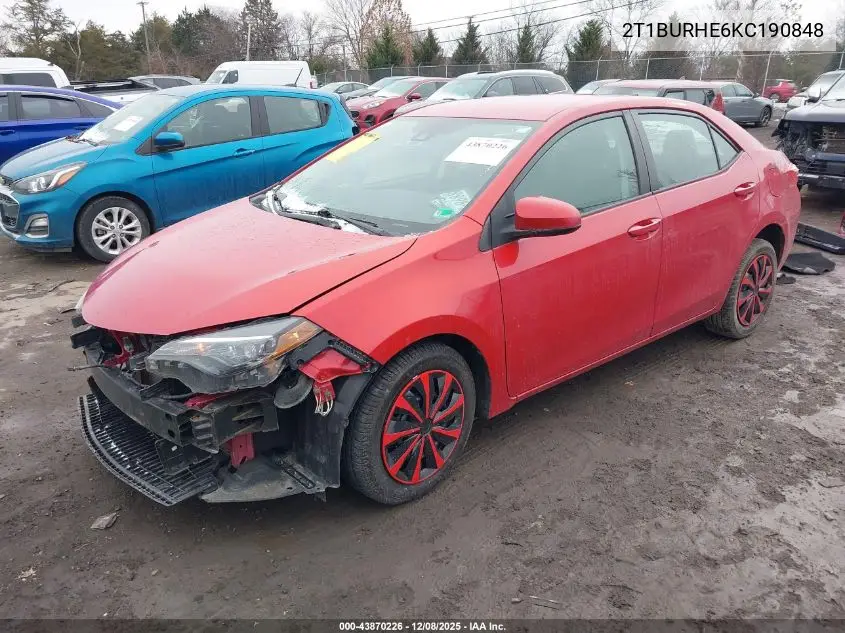 2T1BURHE6KC190848 2019 Toyota Corolla Le