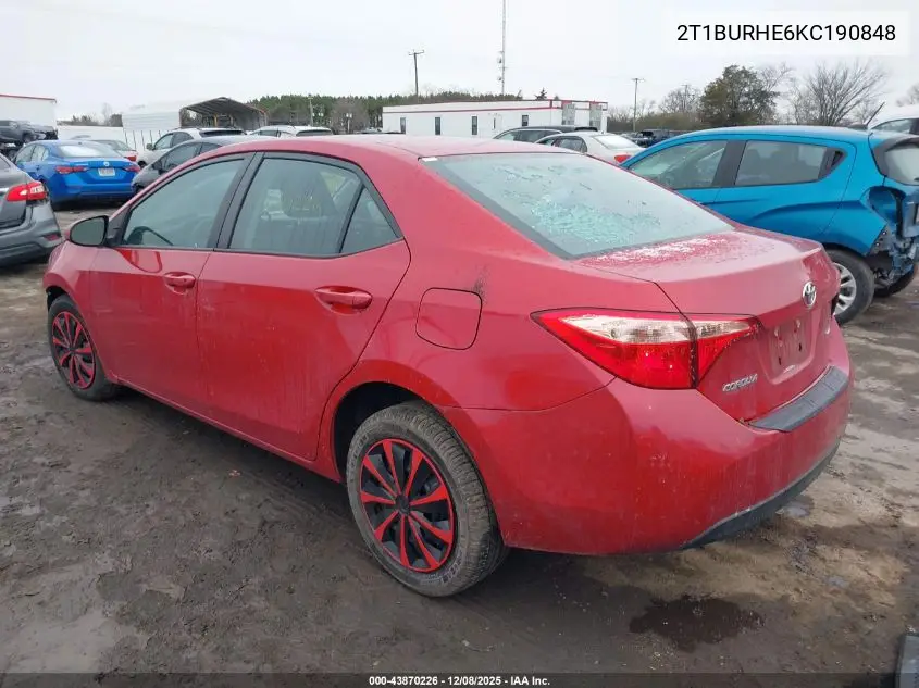 2T1BURHE6KC190848 2019 Toyota Corolla Le