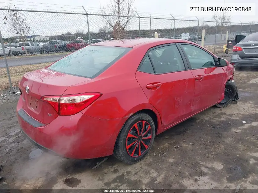 2T1BURHE6KC190848 2019 Toyota Corolla Le
