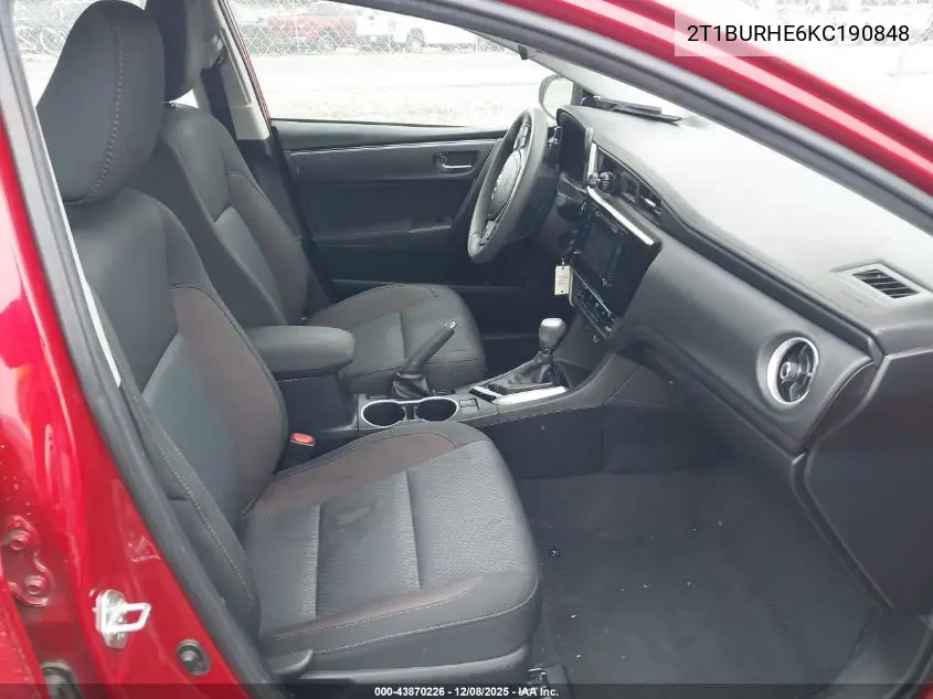 2T1BURHE6KC190848 2019 Toyota Corolla Le