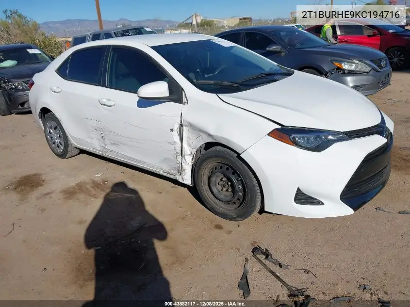 2T1BURHE9KC194716 2019 Toyota Corolla Le
